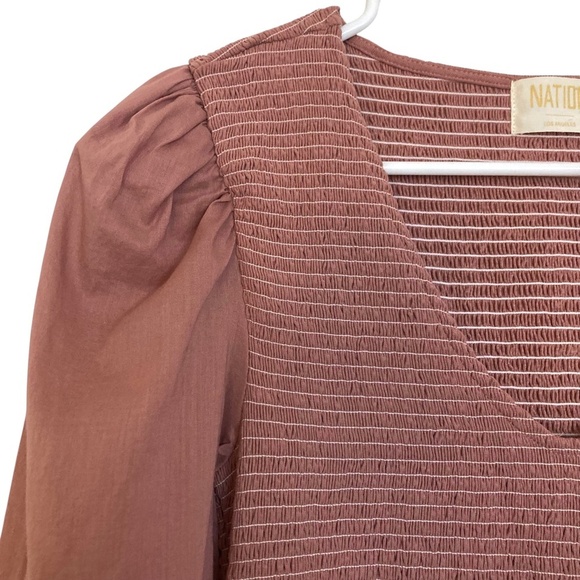 NATION LTD Della Smocked Puff Sleeve Top Kitten Heel Pink - Picture 7 of 12